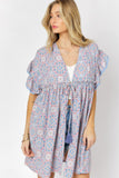 Printed Short Sleeve Ruffle Kimono Davi & Dani