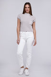 Mock Neck Short Sleeve Cropped Sweater ZENANA