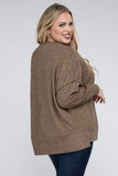 Plus Brushed Melange Drop Shoulder Sweater ZENANA