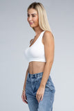 Ambiance Trendy Ribbed V-Neck Cropped Pullover Tank Top Ambiance Apparel