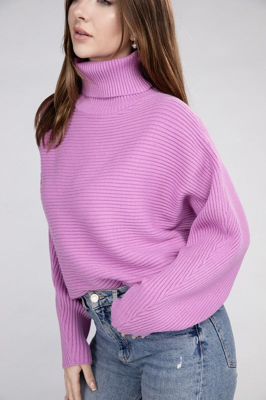 Viscose Dolman Sleeve Turtleneck Sweater ZENANA