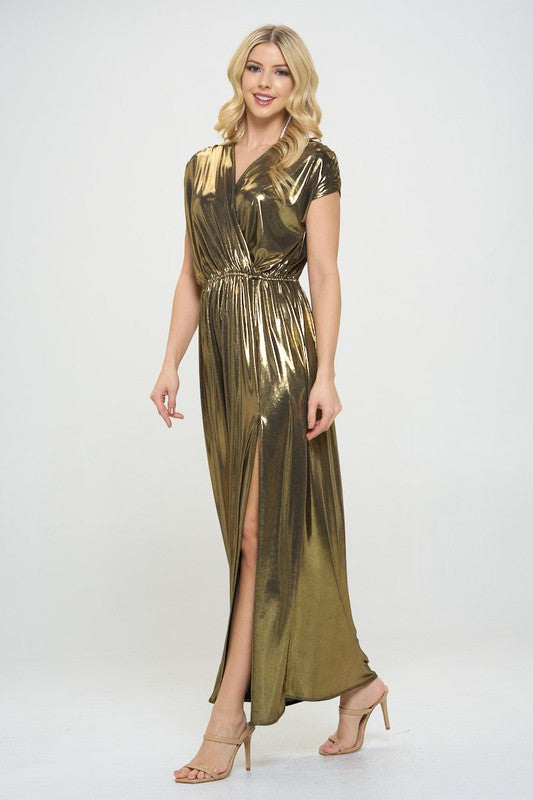 Made in USA Sleeveless Metallic Maxi Dress Renee C.