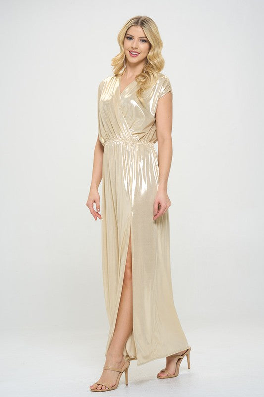 Made in USA Sleeveless Metallic Maxi Dress Renee C.