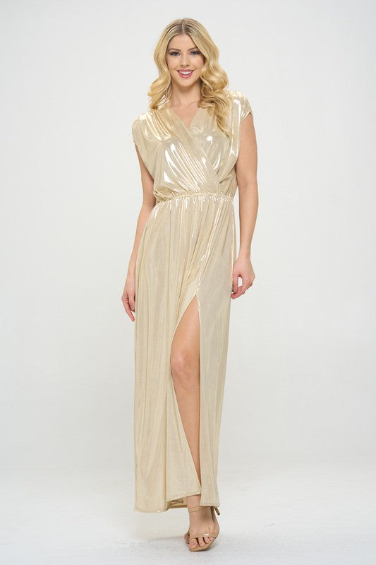 Made in USA Sleeveless Metallic Maxi Dress Renee C.