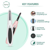 BeNat Electric Eyelash Curler. Long-Lasting Lashes, USB Rechargeable - Rosa Apparel