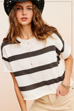 Lightweight Stripe Sweater Short Sleeve Top La Miel