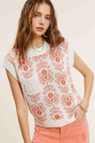 Flower Pattern Sleeveless Sweater Top La Miel