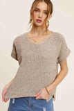 Soft Lightweight V-Neck Short Sleeve Sweater Top La Miel