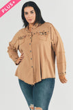 Plus Distressed hem button down oversize shirt Davi & Dani