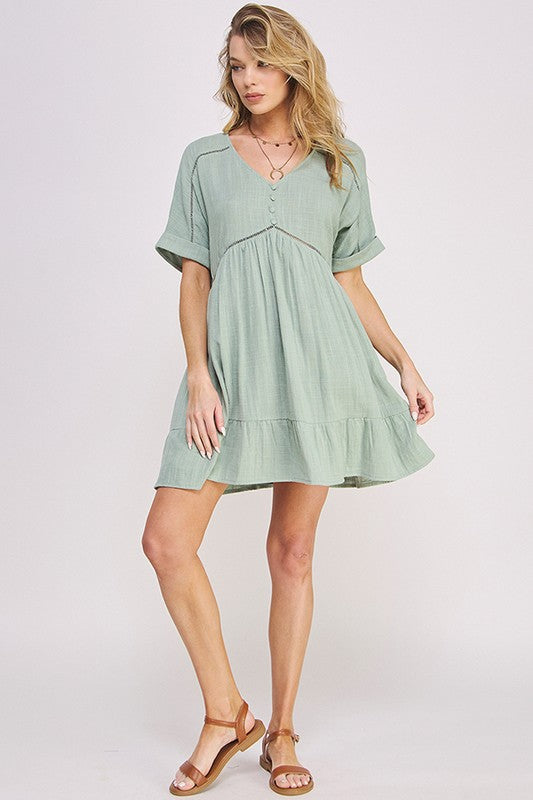 Jade By Jane Plus Size Short Sleeves Button Down V-Neck Short Dress Jade By Jane