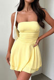 YNIQUE Women's Strapless  Sleeveless A-Line Tube Mini Dress YNIQUE