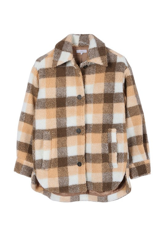 Plaid sherpa jacket with pockets Lilou