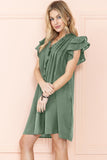 Ruffle Sleeve V neck Green, Black dress w/ pocket By EG fashion