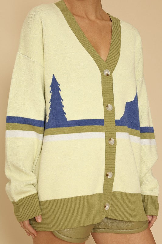 Retro mountain stripe knit cardigan Miss Sparkling