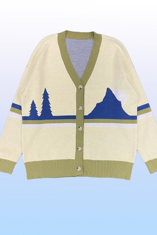 Retro mountain stripe knit cardigan Miss Sparkling