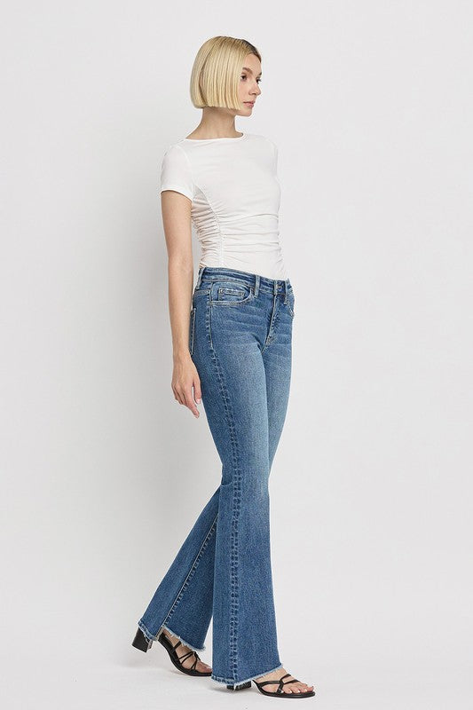 High Rise Slant Hem Flare Jeans VERVET by Flying Monkey