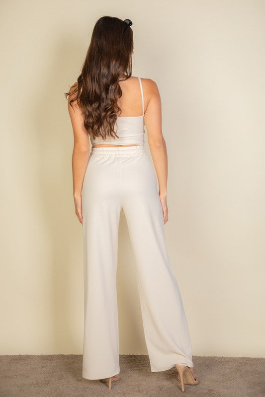 Capella Casual Bustier Cami Top & Slant Straight Pants Set