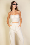 Capella Casual Bustier Cami Top & Slant Straight Pants Set