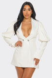 Ivory Puff Sleeve Blazer Dress Athina