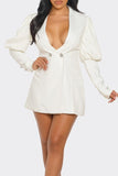 Ivory Puff Sleeve Blazer Dress Athina