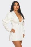 Ivory Puff Sleeve Blazer Dress Athina