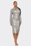 Metallic Zigzag Holiday Bandage dress Athina