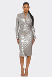 Metallic Zigzag Holiday Bandage dress Athina