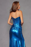 Juliet Luxe Metallic Strapless Slit Evening Gown JT2500A Juliet