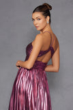 Juliet Radiant Pleated Luxurious Fabric Halter Neck Bodice Prom Dress JT2503A Juliet