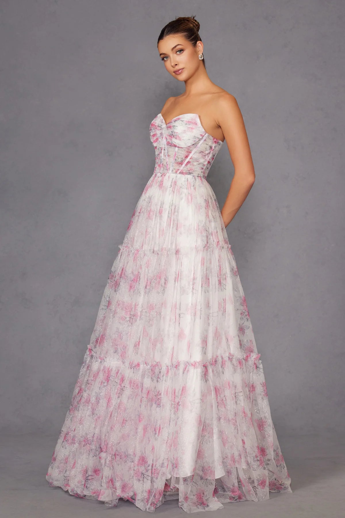 Juliet Print Strapless A-line Gown JT2507A Juliet