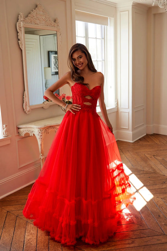 Juliet Strapless A-line Ruffled Gown JT2561S - Rosa Apparel