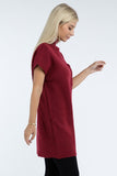 Mock Neck Short Sleeve Sweater Dress with Pocket ZENANA