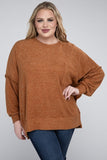 Plus Brushed Melange Drop Shoulder Sweater ZENANA