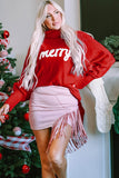 Double Take Full Size Merry Christmas Turtleneck Long Sleeve Sweater Trendsi