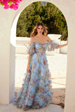 Juliet Print Off Shoulder Ruffled Gown JT2887C Juliet