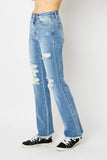 Judy Blue Full Size Distressed Casual Denim Raw Hem Bootcut Jeans Style #: 82542 Judy Blue