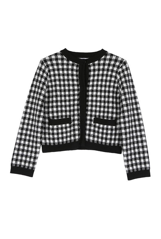 Black check knitted jacket Lilou