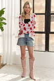 ADORA Fuzzy Heart Button Down Cardigan Trendsi