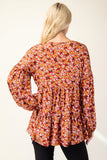 Celeste Full Size Floral V-Neck Balloon Sleeve Blouse Trendsi