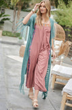 Solid Long Cardigan With Fringe Davi & Dani