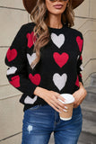 Angel Wings Heart Round Neck Long Sleeve Sweater Trendsi