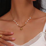 316L Stainless Steel Freshwater Pearl Optimistic Sun Pendant Necklace - Rosa Apparel