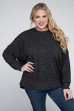 Plus Brushed Melange Drop Shoulder Sweater ZENANA