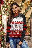 Double Take Full Size Christmas Drawstring Long Sleeve Hoodie Trendsi