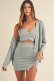 MABLE 3 Pieces Sweater Set with Crop Cami, Mini Skirt, Cardigan Trendsi