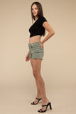 Zenana Acid Washed Frayed Cutoff Hem Shorts ZENANA