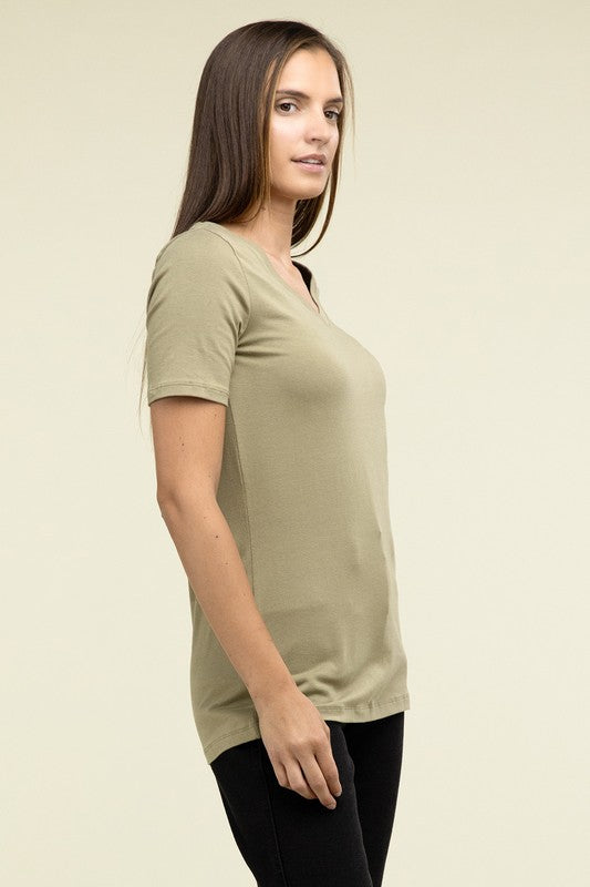 Zenana Casual Cotton V-Neck Short Sleeve T-Shirts ZENANA