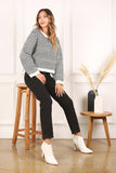 Herringbone Pattern Crew Neck Sweater Lilou