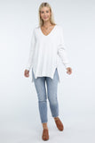 Hi-Low Hem Front Seam Sweater ZENANA