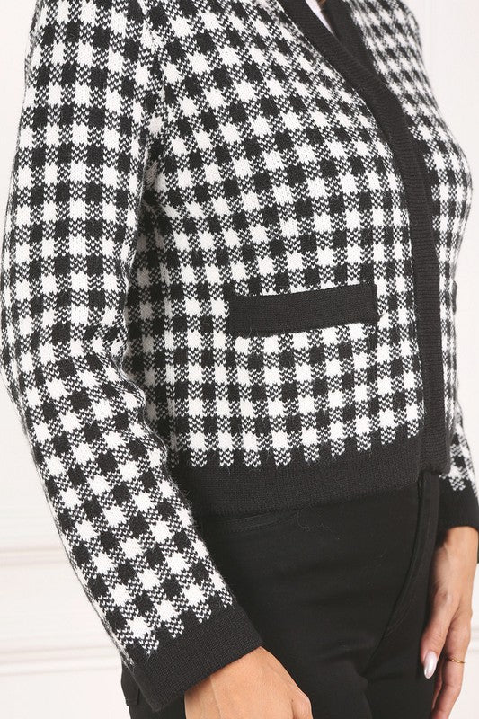 Black check knitted jacket Lilou